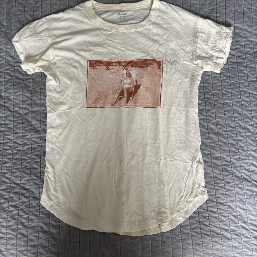 Madewell Ivory Crew Neck Graphic Tee